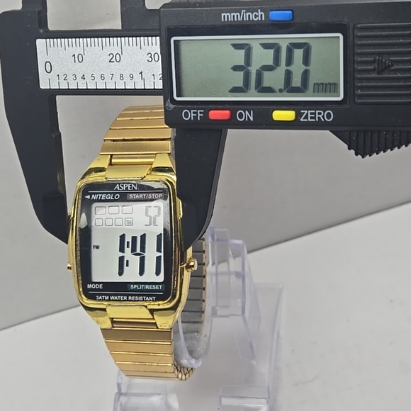 Mens Rare Unique Vintage Aspen Niteglo Digital Watch Gold Tone New Battery - Picture 4 of 11
